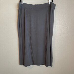 Eileen Fisher Skirt Gray 2XL Straight Long Stretch Pull On Minimalist Quiet Luxu